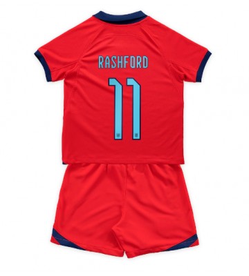 England Marcus Rashford #11 Bortaställ Barn VM 2022 Kortärmad (+ Korta byxor)